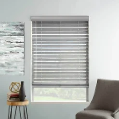 Horizontal Faux Wood Cordless PVC Blinds | Grey