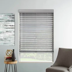 Horizontal Faux Wood Cordless PVC Blinds | Grey