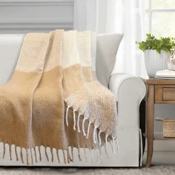 JOHAN- Stripe Faux Mohair Woven Throw
