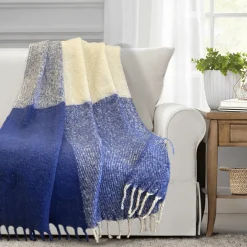 JOHAN- Stripe Faux Mohair Woven Throw