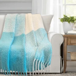 JOHAN- Stripe Faux Mohair Woven Throw