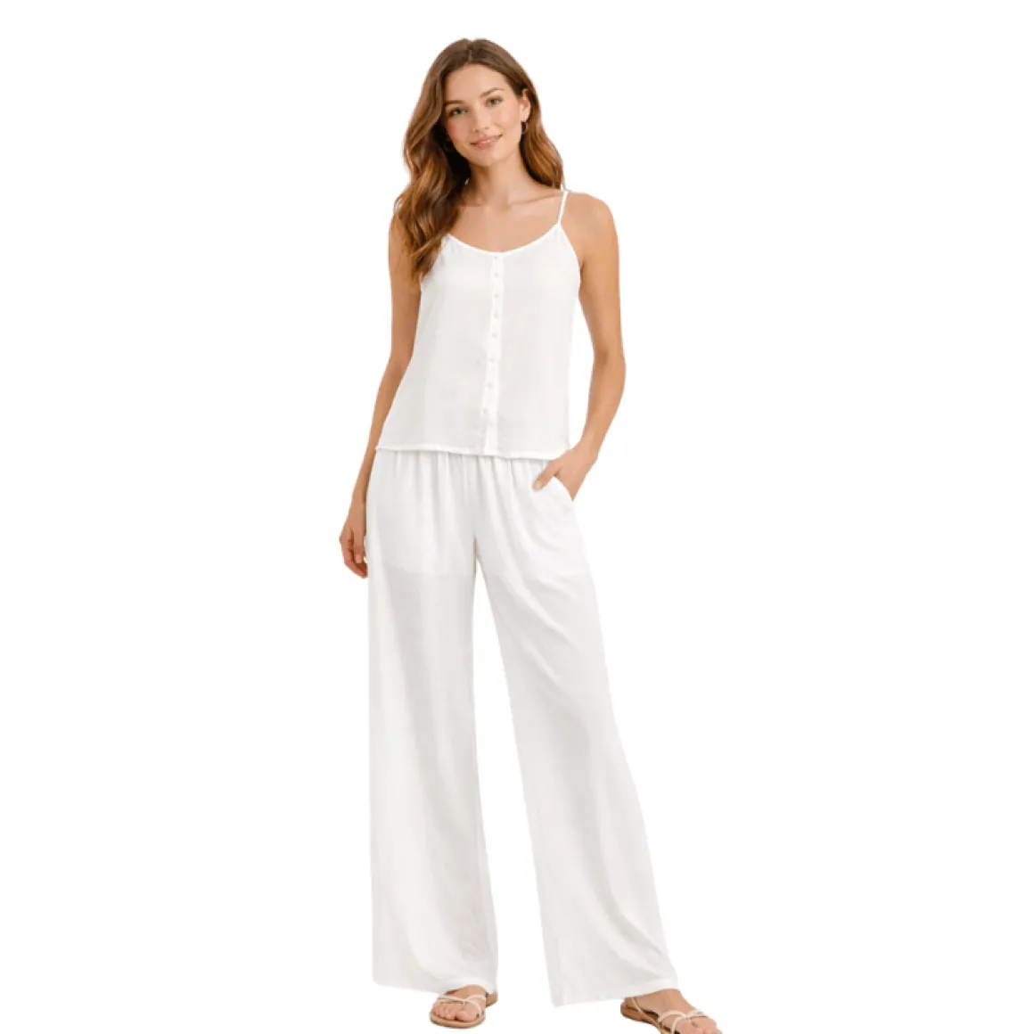 JOUJOU Rayon 2-Piece Palazzo Set with Adjustable Strap Cami