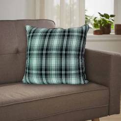 Kamala- Plaid Cushion 18x18 Black/white