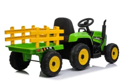 Kids Electric Ride-on Tractor with Trailer (12V Rechargeable Battery) - GREEN