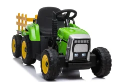 Kids Electric Ride-on Tractor with Trailer (12V Rechargeable Battery) - GREEN