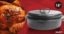 À la Cuisine - 18" Oval Enamel Roaster with Lid