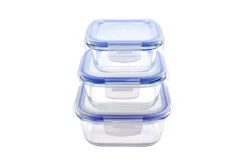 À La Cuisine - Set of 3 Square Glass Food Containers