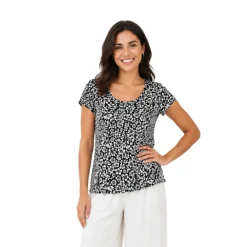 Ladies Floral Print Short Sleeve Top