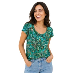 Ladies Floral Print Short Sleeve Top