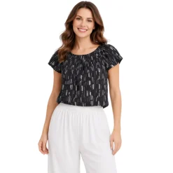Ladies Flutter Sleeve Woven Blouse