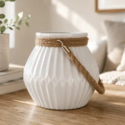 Lantern W/jute Rope