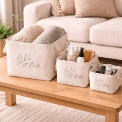 Lauren Taylor- Canvas Baskets with Text 10" D x8"Wx8" H