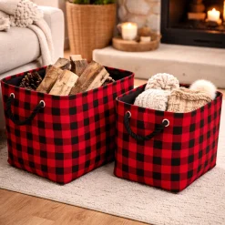 Lauren Taylor- Canvas Buffalo Plaid Baskets