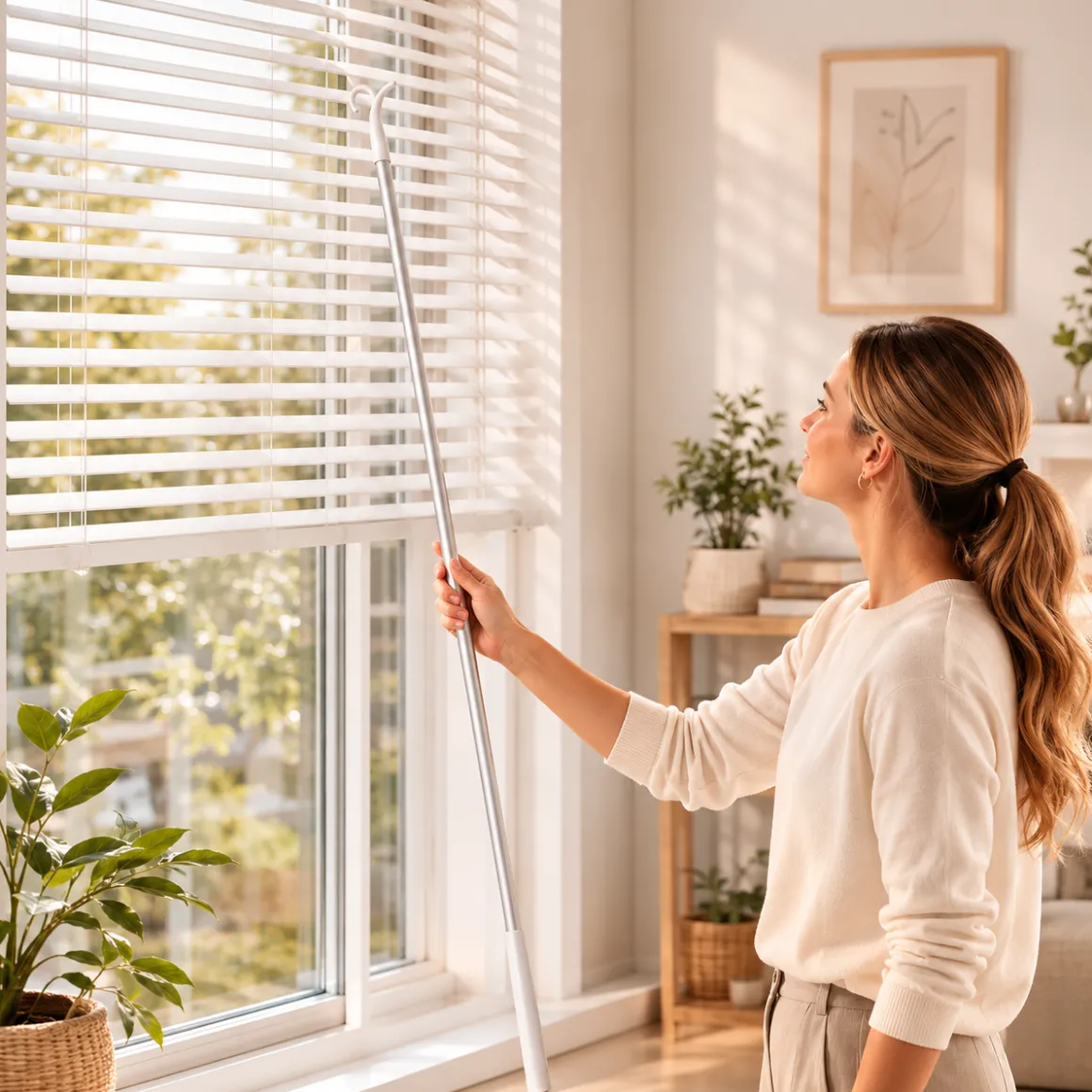 Lauren Taylor Cordless Blind Extendable Wand – White