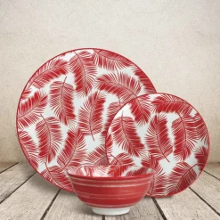 Lauren Taylor - 12pc Porcelain Dinnerware Set red