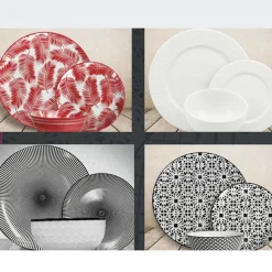 Lauren Taylor - 12pc Porcelain Dinnerware Set red