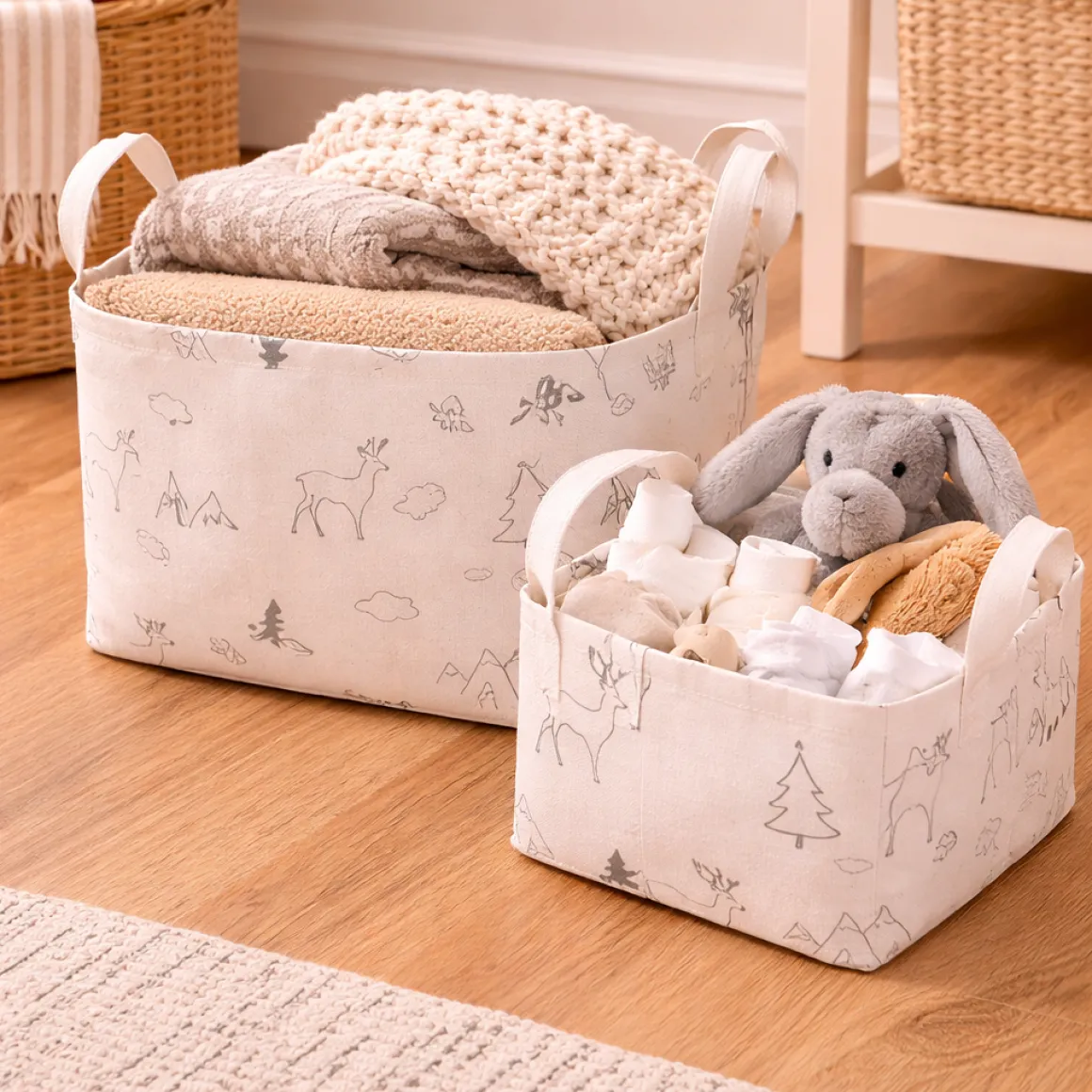 Lauren Taylor-Rectangular Canvas Wildlife Print Baskets 16" L x 12" W x 10" H