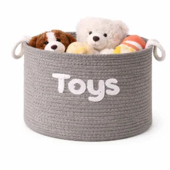 Lauren Taylor- Rectangular Rope Basket with White Boucle 26cm L x 16cm L x 19cm H