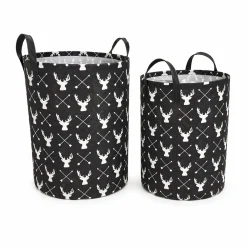 Lauren Taylor- Round Canvas Deer Print Baskets
