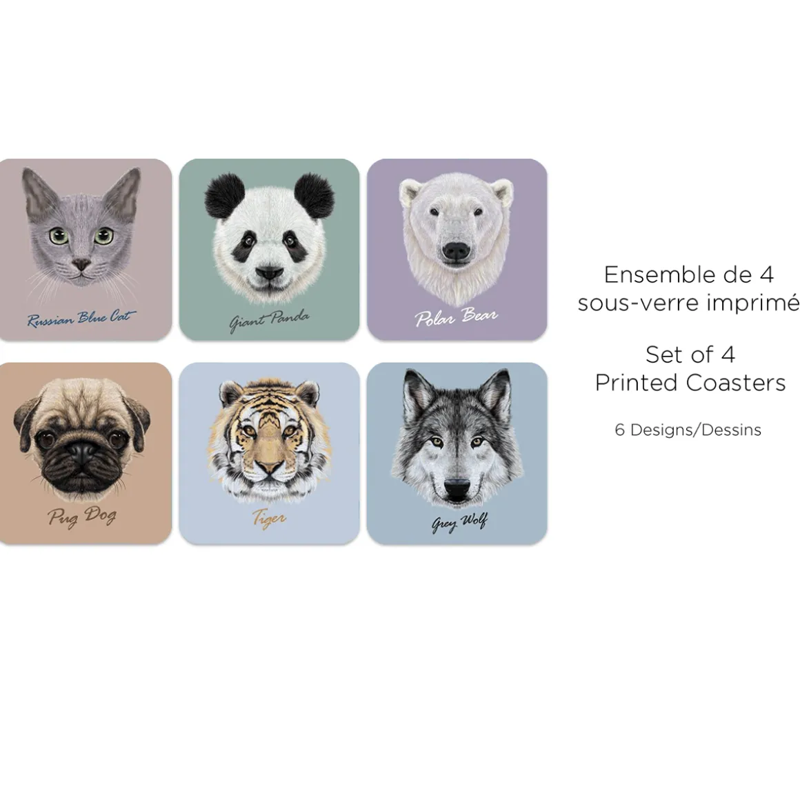 Lauren Taylor - Set of 4 Animal coasters