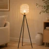 Lauren Taylor - Tripod Floor Lamp With Rattan Shade Black