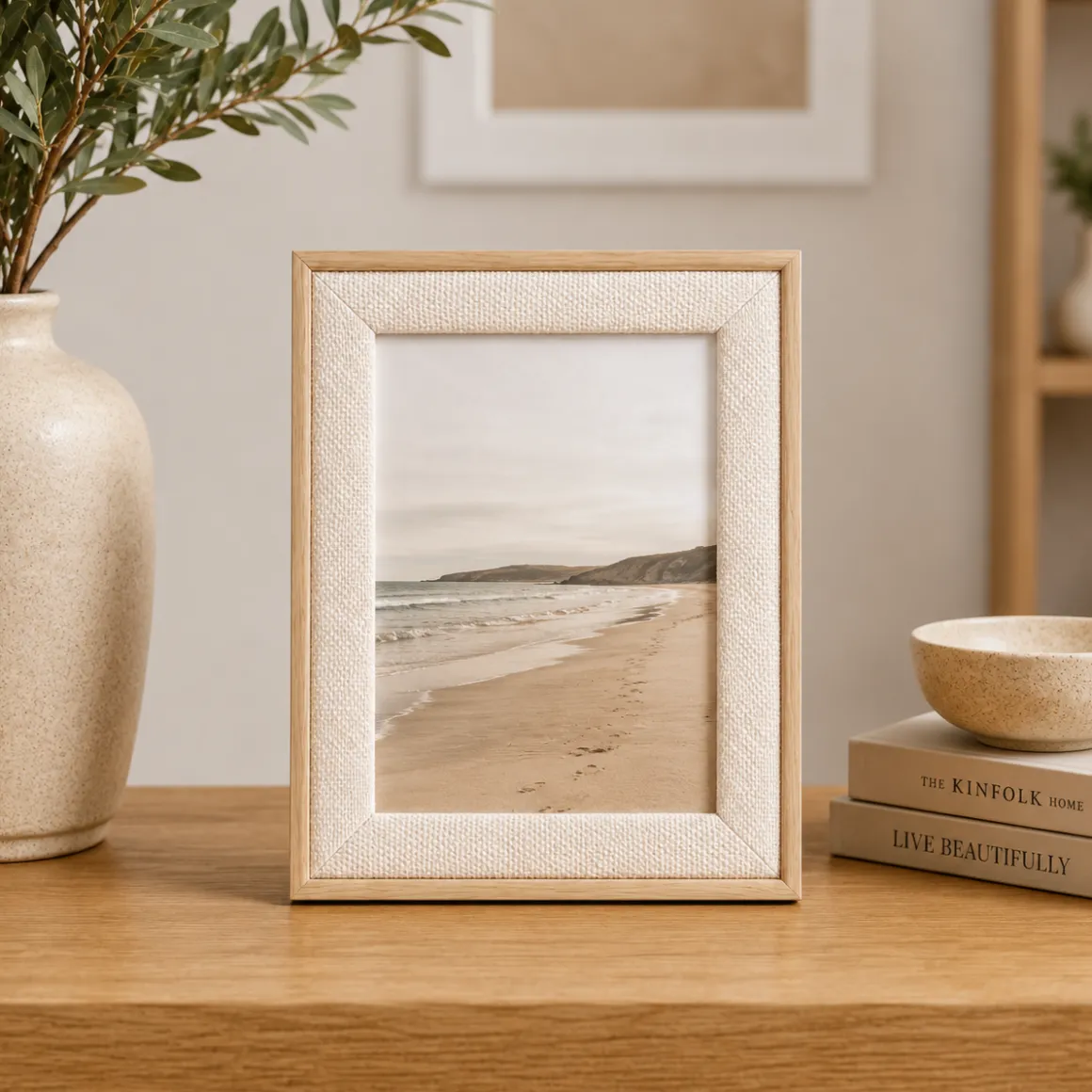 Lauren Taylor - White Linen Photo Frame Wood