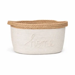 Lauren Taylor White Rope Basket with “Home” Appliqué