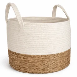 Lauren Taylor- White Round Rope Basket 12"X10"