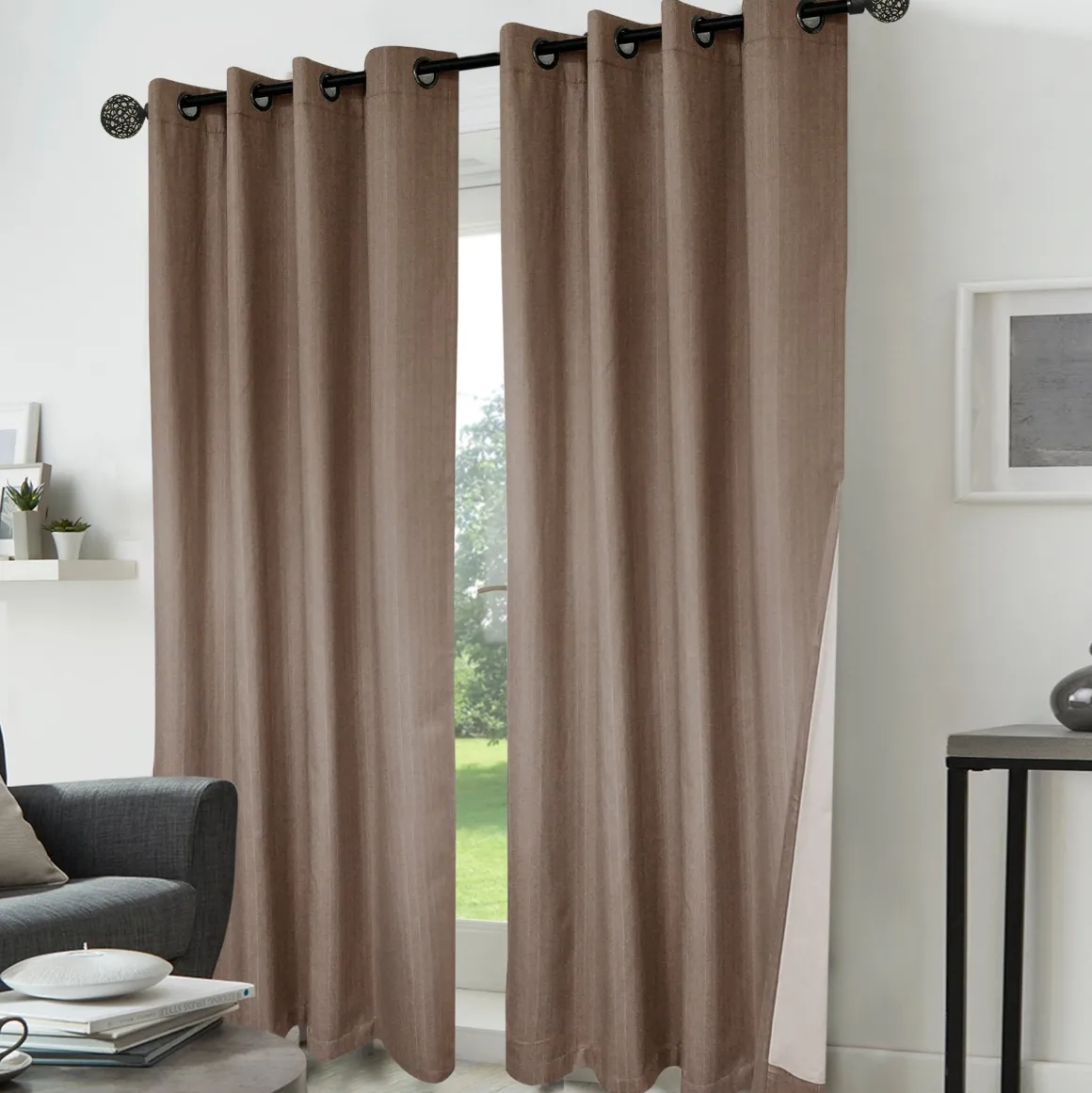 Laurier 2pk Faux Linen Foamback Grommet Panel
