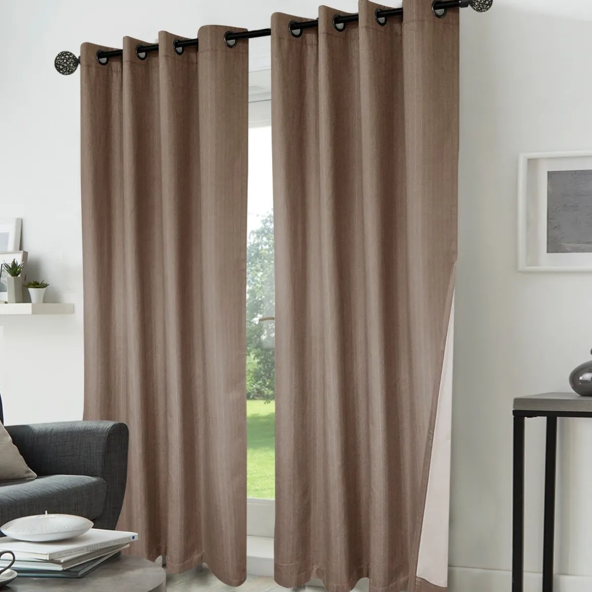 Laurier 2pk Faux Linen Foamback Grommet Panel