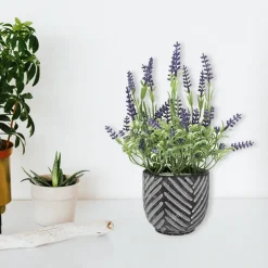 Lavender In Black/grey Cement Pot 16*24