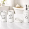 La Vie Est Belle Ceramic Bathroom Accessories Set – 4 Pieces