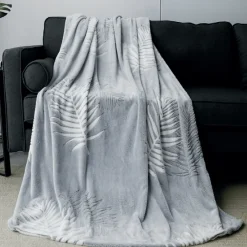 Leaves Blanket Twin Jacquard Plush