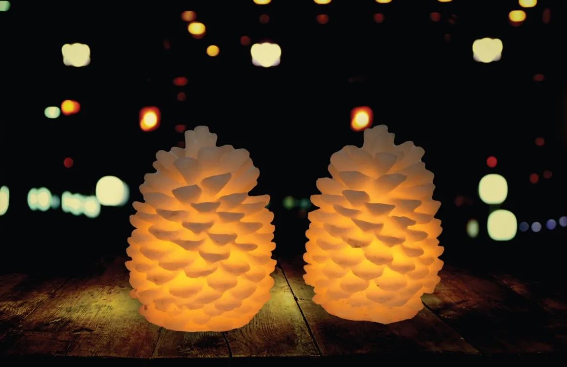 Led 2pc Pinecone Candle Set