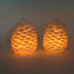 Led 2pc Pinecone Candle Set