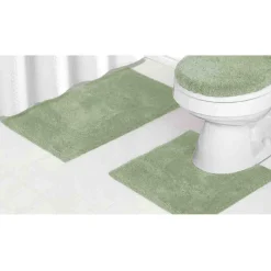 LE SPA - 3pc Bath Mat Set With Latex Anti Slip Backing