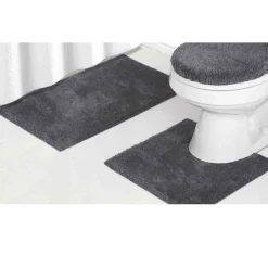 LE SPA - 3pc Bath Mat Set With Latex Anti Slip Backing