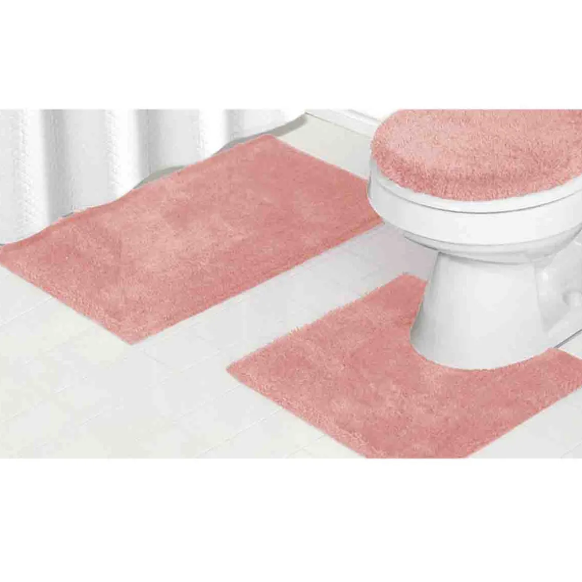 LE SPA - 3pc Bath Mat Set With Latex Anti Slip Backing