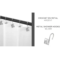 Le Spa - 12 Piece Metal Shower Hooks | Square