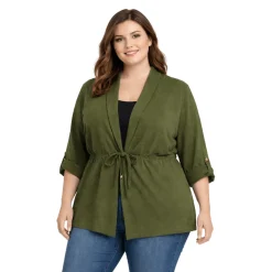 Lightweight Drawstring Waist Cardigan Jacket