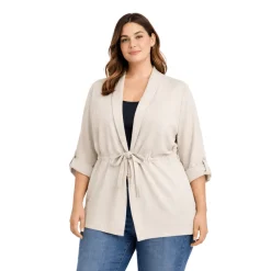 Lightweight Drawstring Waist Cardigan Jacket
