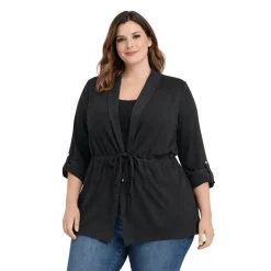 Lightweight Drawstring Waist Cardigan Jacket