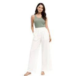 Lightweight Wide-Leg Pants with Elastic Waist