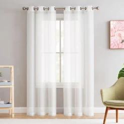 LILY | Set of 2 Sheer White Curtain Panels | 38 x 84"