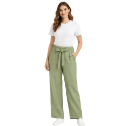 Linen-Blend Tie-Waist Wide-Leg Pants