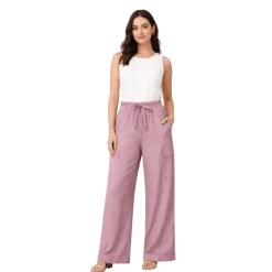 Linen-Blend Wide-Leg Cargo Pants