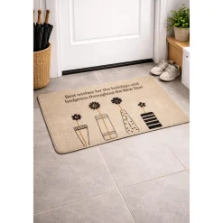 Linen Door Mat with Rubber Backing