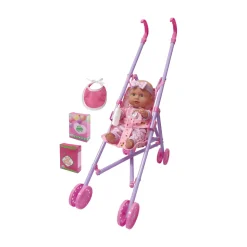 12" Little Luv 3-in-1 Doll Set – Stroller, Crib & High Chair