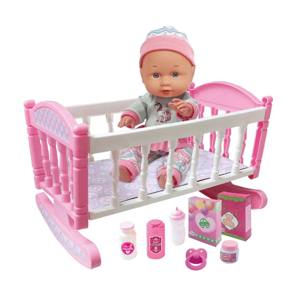 12" Little Luv 3-in-1 Doll Set – Stroller, Crib & High Chair