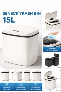 15L Motion Sensor Trash Bin with ABS Lid